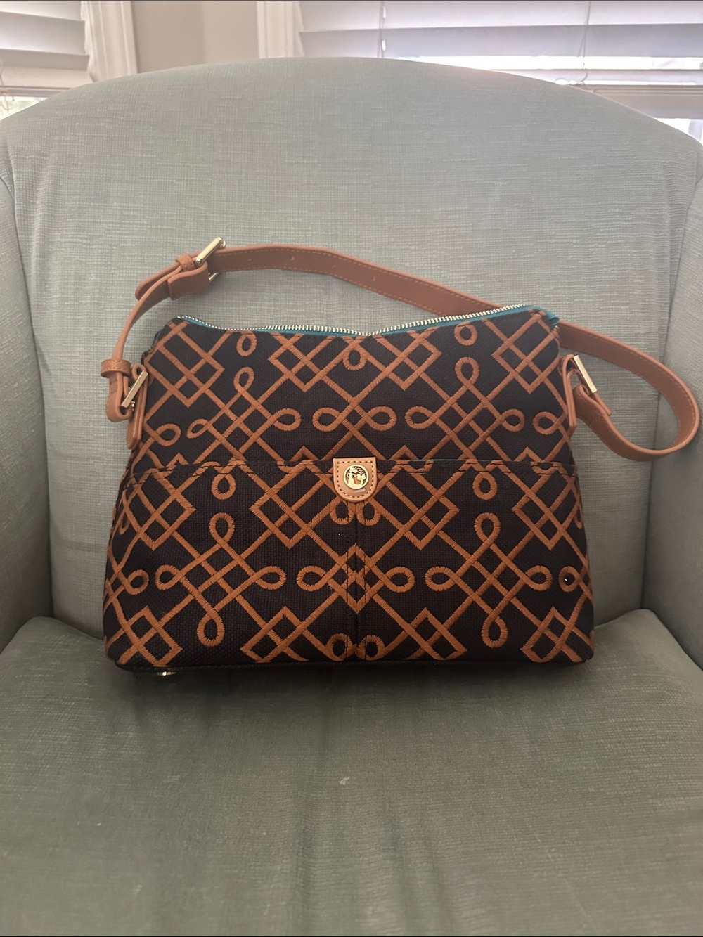 Spartina 449 Brown and Black Patterned Shoulder Bag